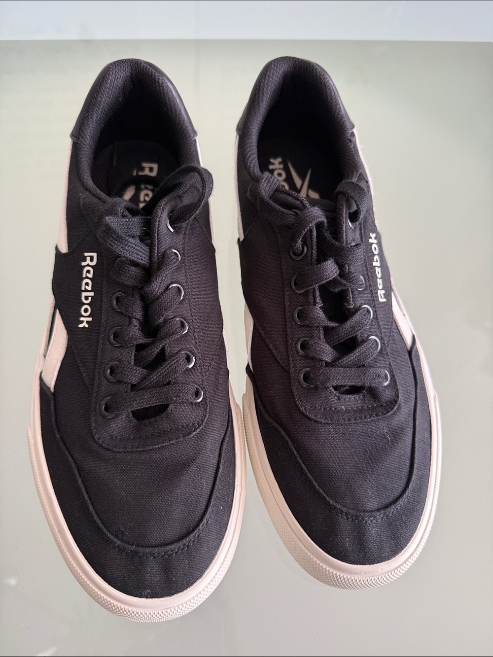 Reebok Black Canvas Sneakers with Cream Accents
